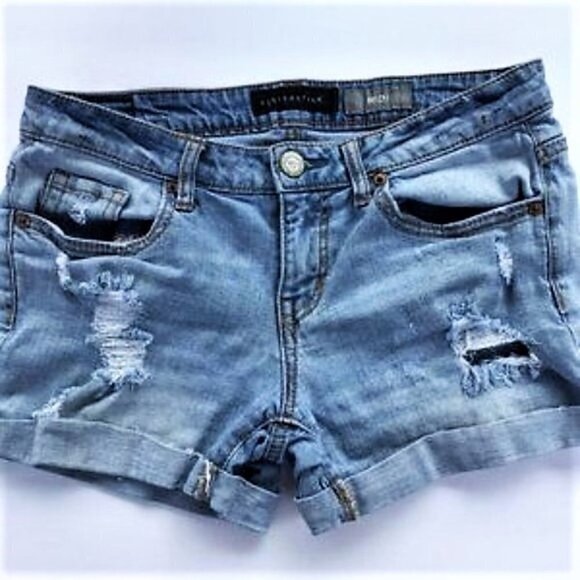 AEROPOSTALE DISTRESSED JEAN SHORTS - Picture 1 of 7
